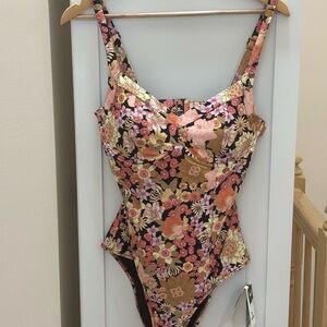 Rip Curl Floral One Piece Swimsuit - Pink and Gold